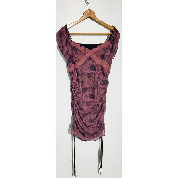 Rowe Babydoll Purple Cap Sleeve Butterfly Dress Size Large Coquette Gringe Goth - Picture 1 of 4